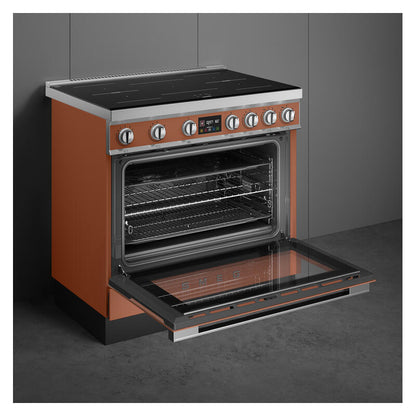 Smeg 90cm Portofino Induction Pyrolytic Freestanding Oven - Amber Clay