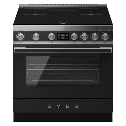 Smeg 90cm Portofino Induction Pyrolytic Freestanding Oven - Anthracite