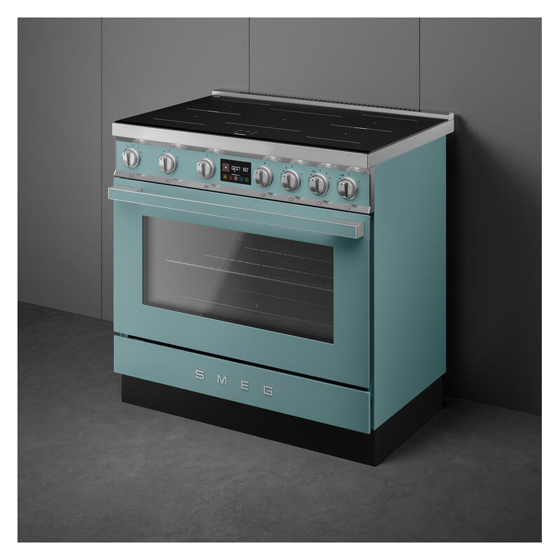 Smeg 90cm Portofino Induction Pyrolytic Freestanding Oven - Emerald Green