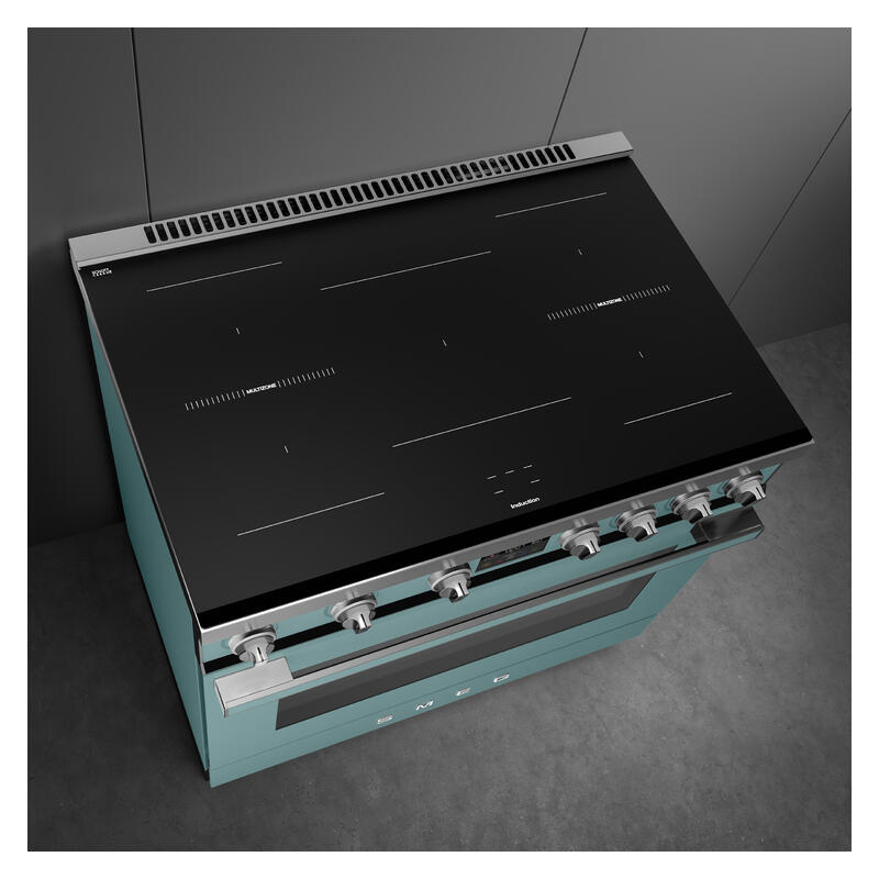 Smeg 90cm Portofino Induction Pyrolytic Freestanding Oven - Emerald Green