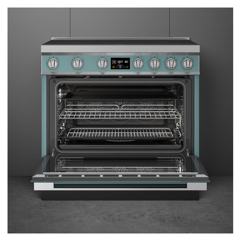 Smeg 90cm Portofino Induction Pyrolytic Freestanding Oven - Emerald Green