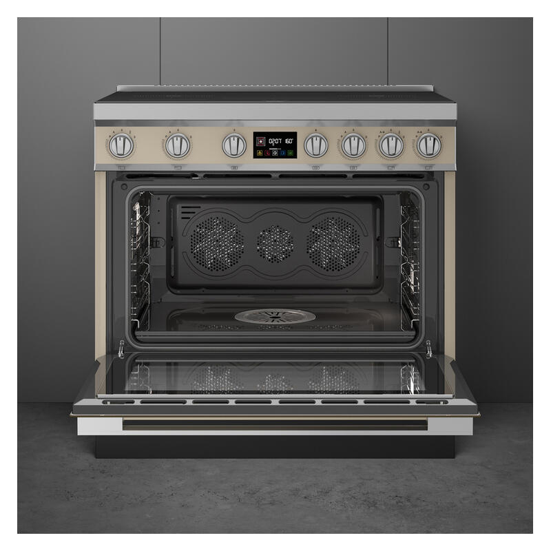 Smeg 90cm Portofino Induction Pyrolytic Freestanding Oven - Moonlight