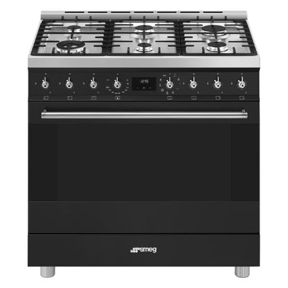 Smeg 90cm Freestanding Pyrolytic Dual Fuel Cooker - Matte Black