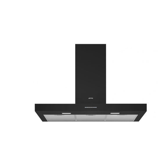 Smeg 90cm Universale Wall Mount T-Shape Canopy Rangehood - Matte Black
