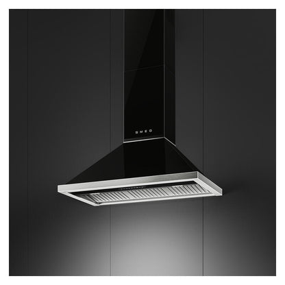 Smeg 90cm Portofino Canopy Rangehood - Black