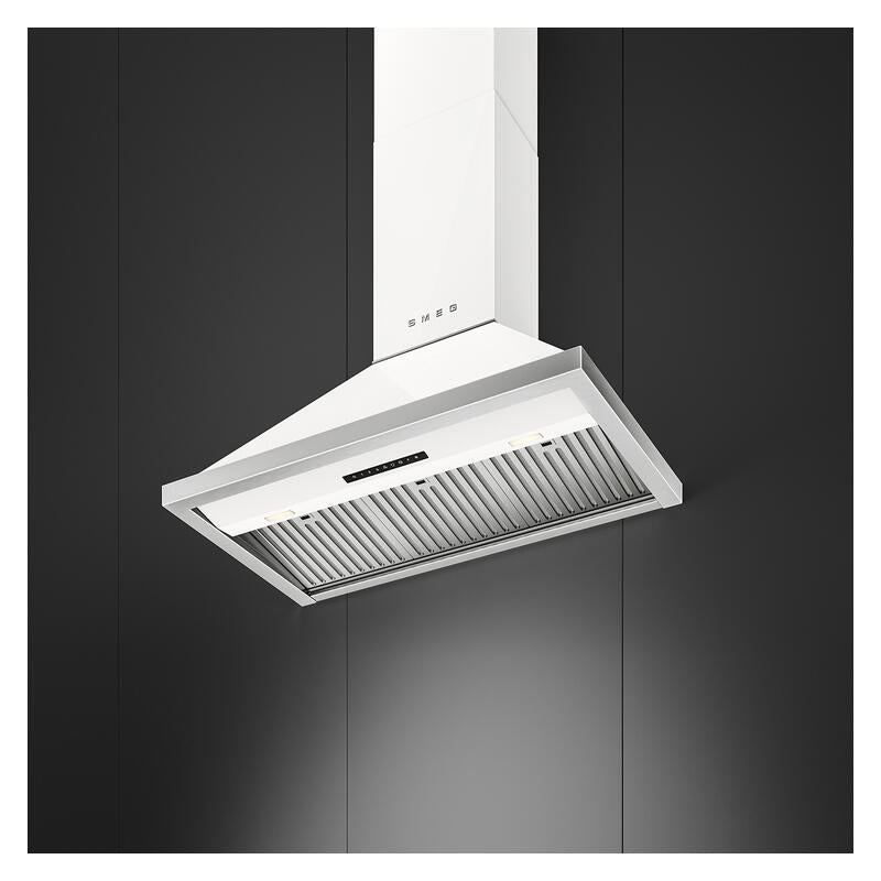 Smeg 90cm Portofino Canopy Rangehood - White