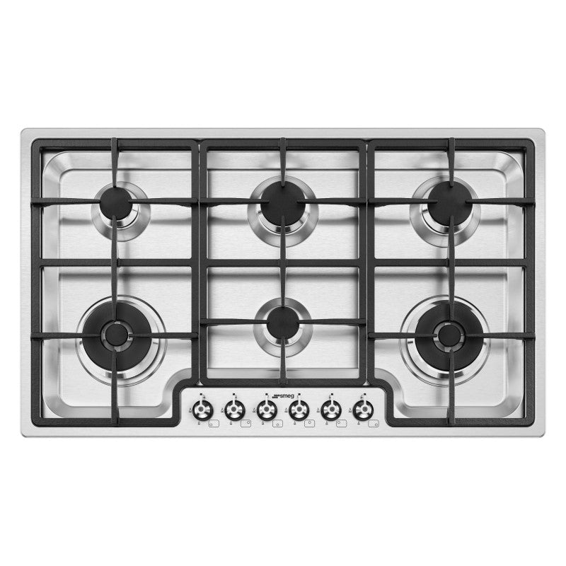 Smeg Classic 90cm 6 Burner Gas Cooktop - Stainless Steel