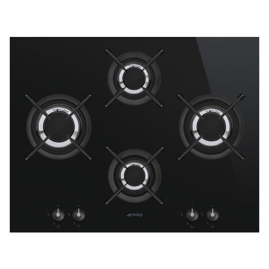 Smeg 65cm Linea Gas On Glass Cooktop - Black