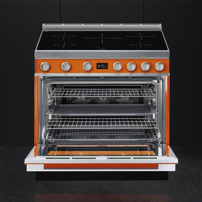 Smeg 90cm Portofino Induction Cooker - Burnt Orange