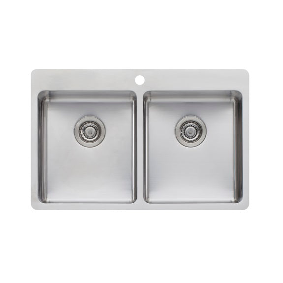 Oliveri Sonetto Inset Double Bowl Sink - Stainless Steel