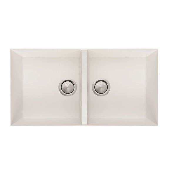 Oliveri Santorini Double Bowl Undermount Sink - White