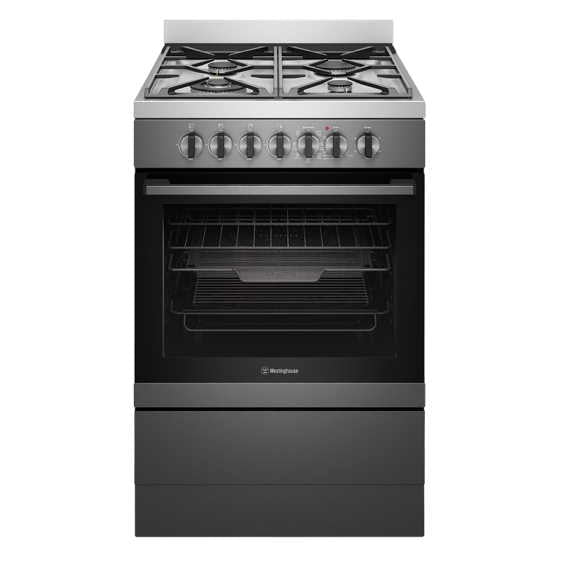 Westinghouse 60cm Freestanding Dual Fuel Cooker - Dark Stainless Steel