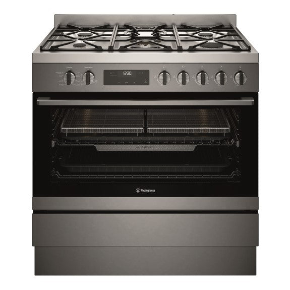 Westinghouse 90cm Freestanding Dual Fuel Cooker - Dark Stainless