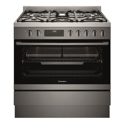 Westinghouse 90cm Freestanding Dual Fuel Cooker - Dark Stainless