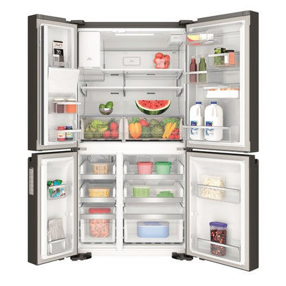 Westinghouse 609L Quad Door Fridge Freezer with Ice & Water Dispenser - Matte Black